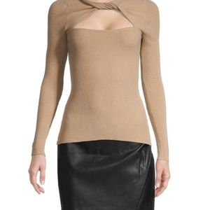 🌶REDUCED🌶 LEA & VIOLA NWT long sleeve twisted cutout sweater color light tan